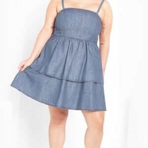 City Chic Blue Denim Mini Dress